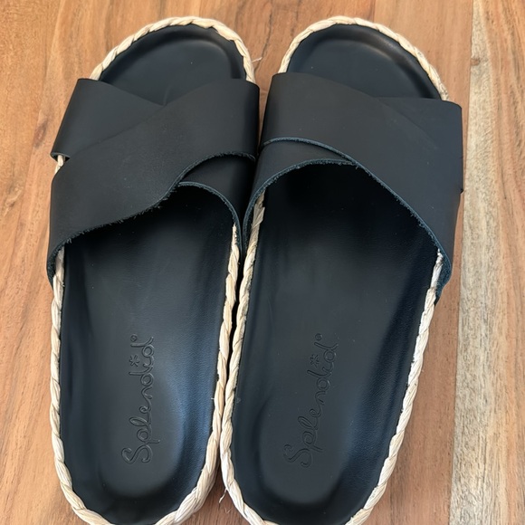 Womens Splendid Platform Criss Cross Slide-on Open Toe sandals Black 8.5 - Picture 3 of 4